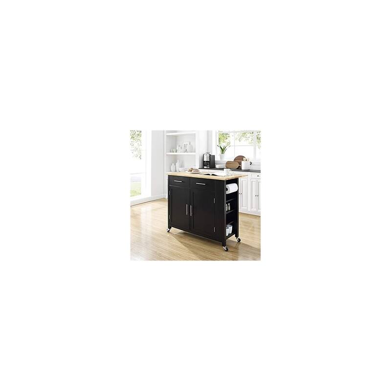 Kitchen Island Cart Wood Top Drop Leaf Portable Kitchen Storage Island Modern Furniture
