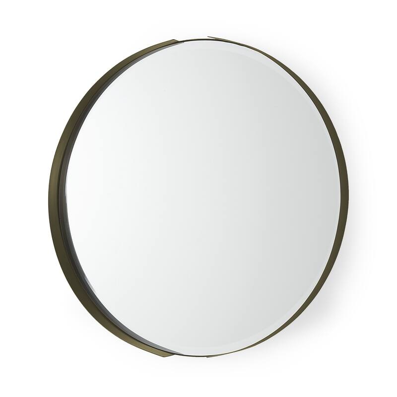 HomeRoots 24" Gold Metal Round Framed Accent Mirror - 24.41 in. x 24.41 in. x 2.36 in.