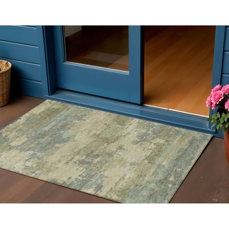 HomeRoots Abstract Transitional Rectangle Outdoor Rug - 3' x 5'