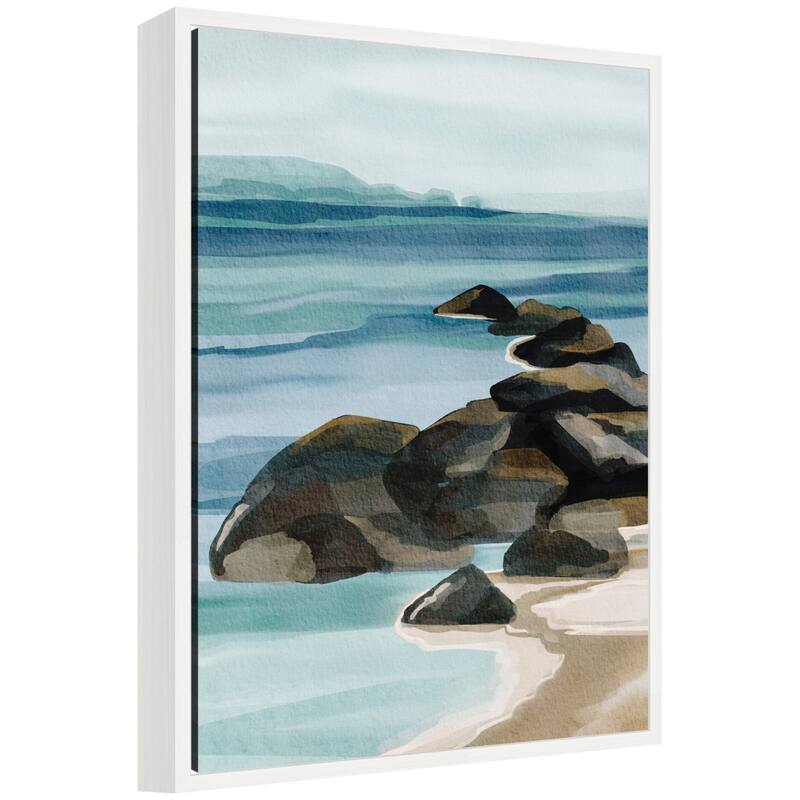 Kate and Laurel Sylvie Ocean Breeze ll Framed Canvas by Nikita Jariwala - 18x24 - White