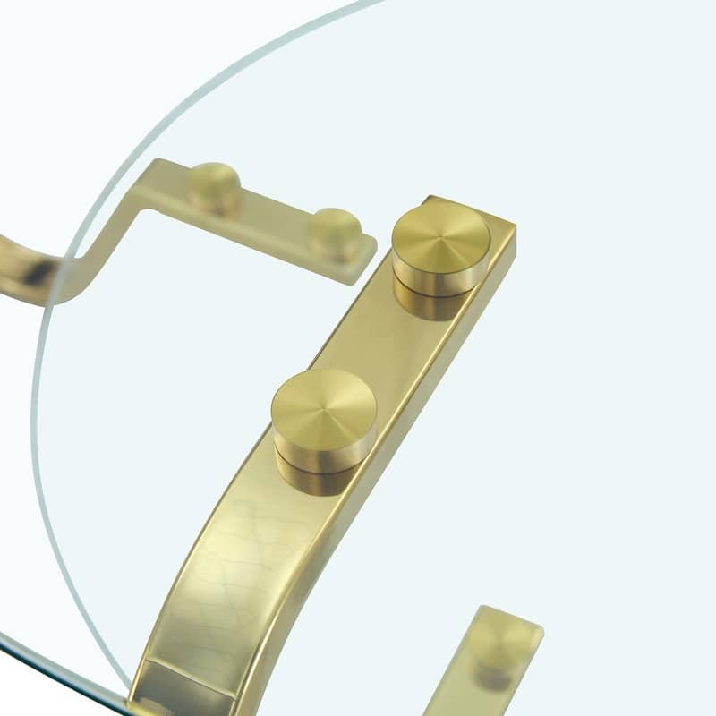 Vintage Minimalist Metal & Glass Coffee Table - 31.5" Square, Double Layer Tempered Glass