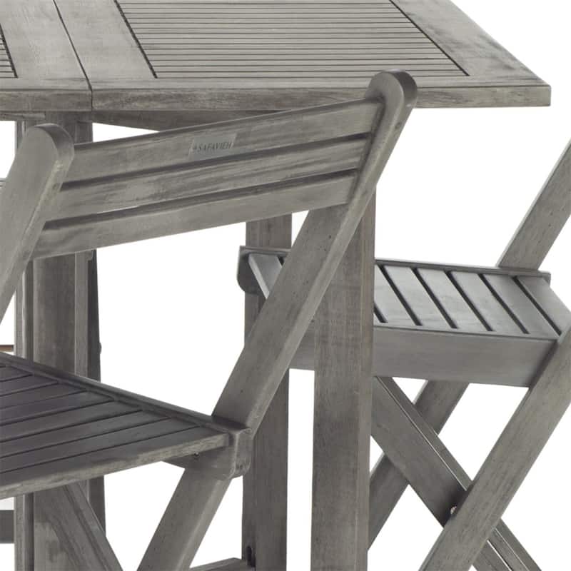 Outdoor Dining Set 4 Person - Acacia Wood Table & Chairs - Patio Furniture Set - Portable & Modern Design