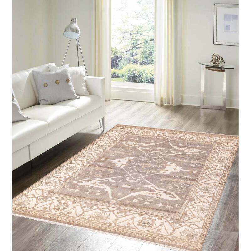 ECARPETGALLERY Hand-knotted Royal Oushak Taupe Wool Rug - 8'1 x 9'8