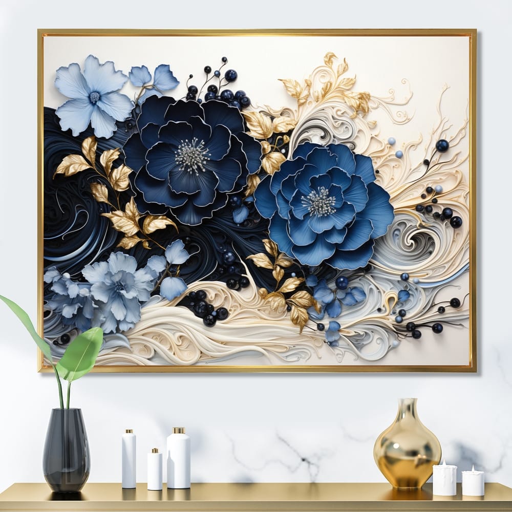 Designart "Liquid Ink Spiralscape I" Abstract Spirals Framed Canvas Wall Art