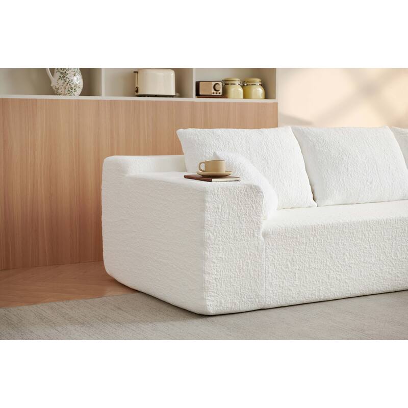 Modular Deep Seat Chaise Lounge Couch Chenille L-shaped Sectional Sofa with Pillows, Connecting Clasps and Non-slip Design