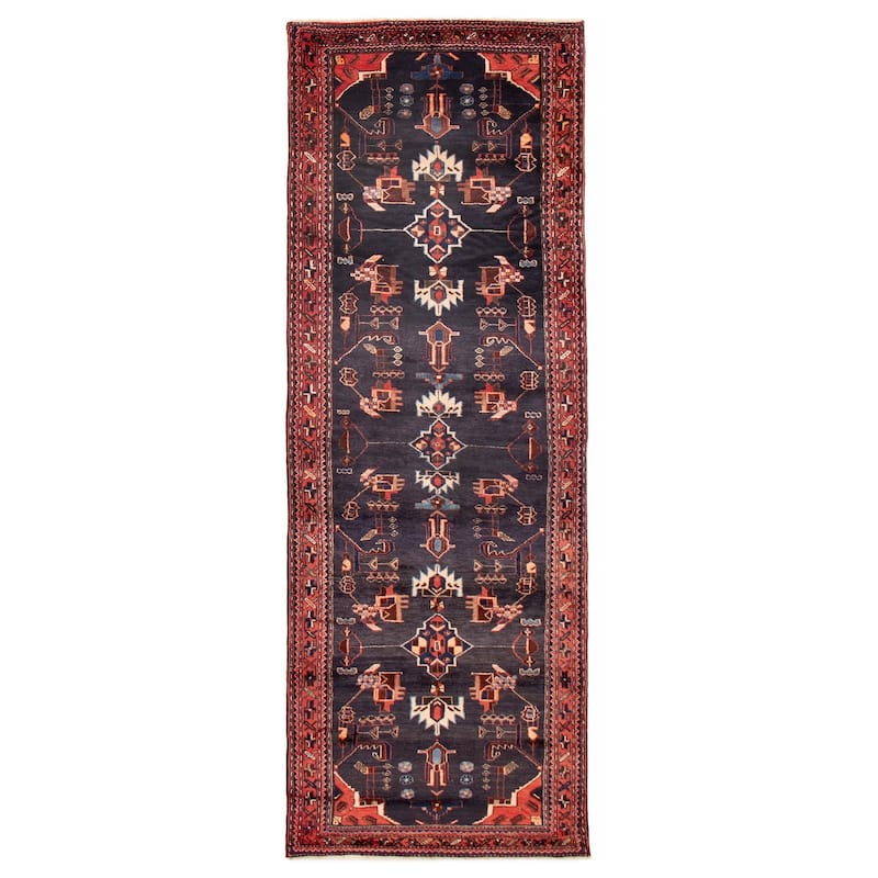ECARPETGALLERY Hand-knotted Anadol Navy Wool Rug - 3'7 x 10'4 - Dark Navy - 3'7 x 10'4