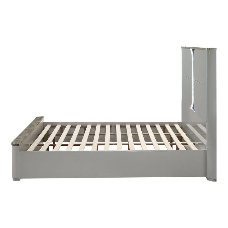 Furniture of America Sherri Modern 3-Piece Light Grey Solid Wood Kids Platform Bedroom Set with LED