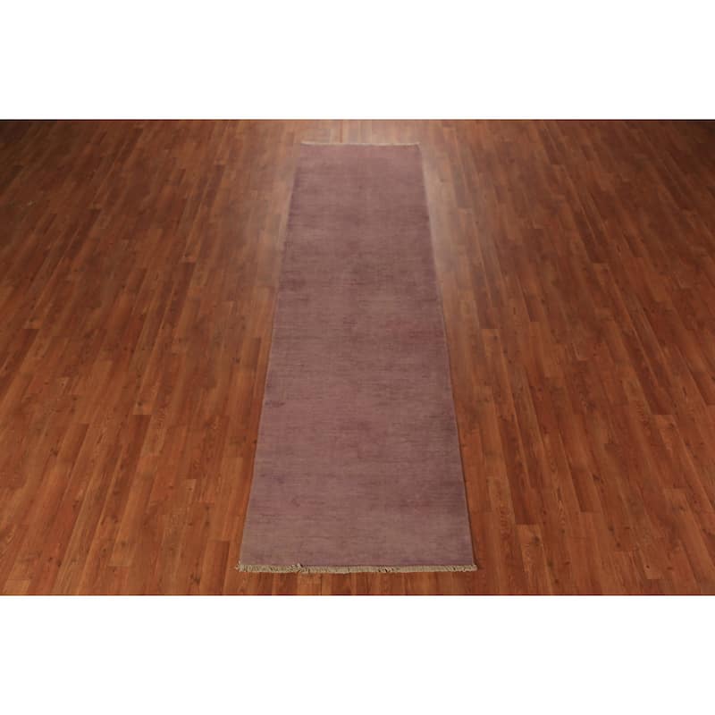 Gabbeh Modern Runner Rug Hand-Knotted Wool Carpet - 2'8" x 9'6"