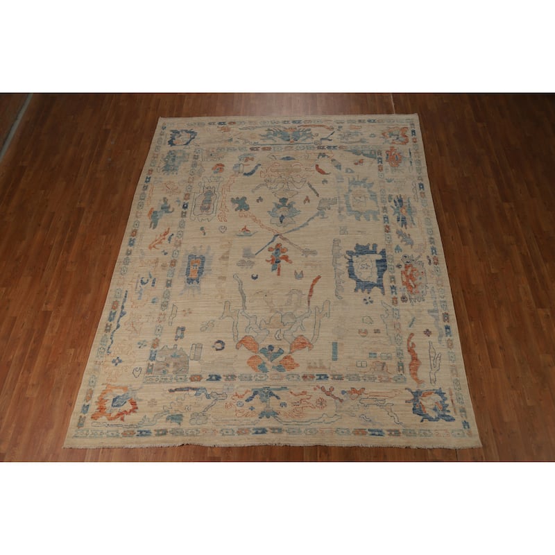 Vegetable Dye Oushak Turkish Area Rug Handmade Traditional Wool Carpet - 8'4"x 10'1"