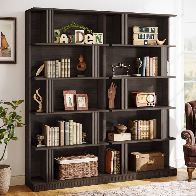 5-Tier Modern Storage Bookshelf, 70-Inch Tall Black Bookcase