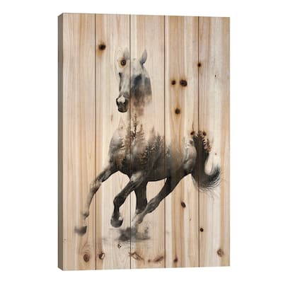 Horse IV Print On Wood by Andreas Lie - Multi-Color