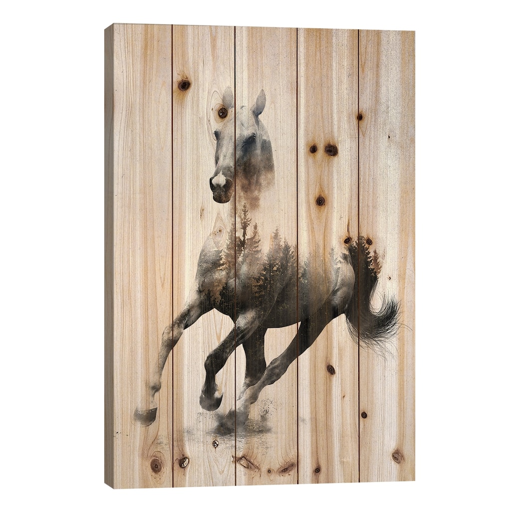 Horse IV Print On Wood by Andreas Lie - Multi-Color
