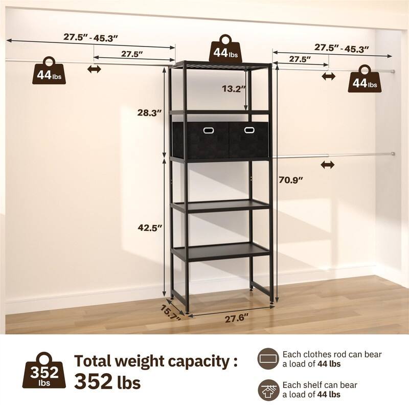 Homde Closet Organizer Storage System - 15.7"D x27.6"W x 70.9"H