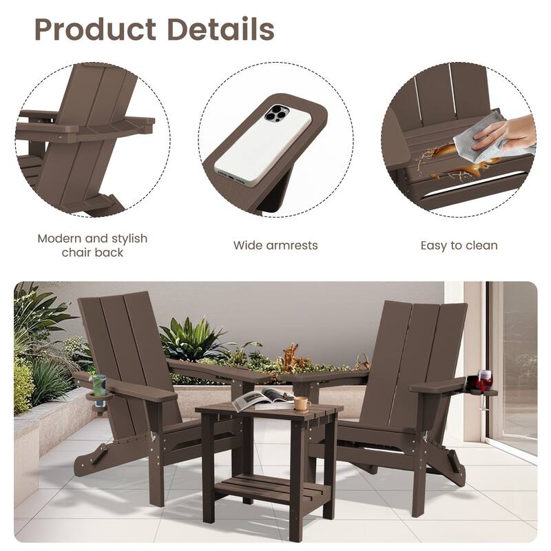 Foldable HDPE Modern Chair with Dual Cup Holders