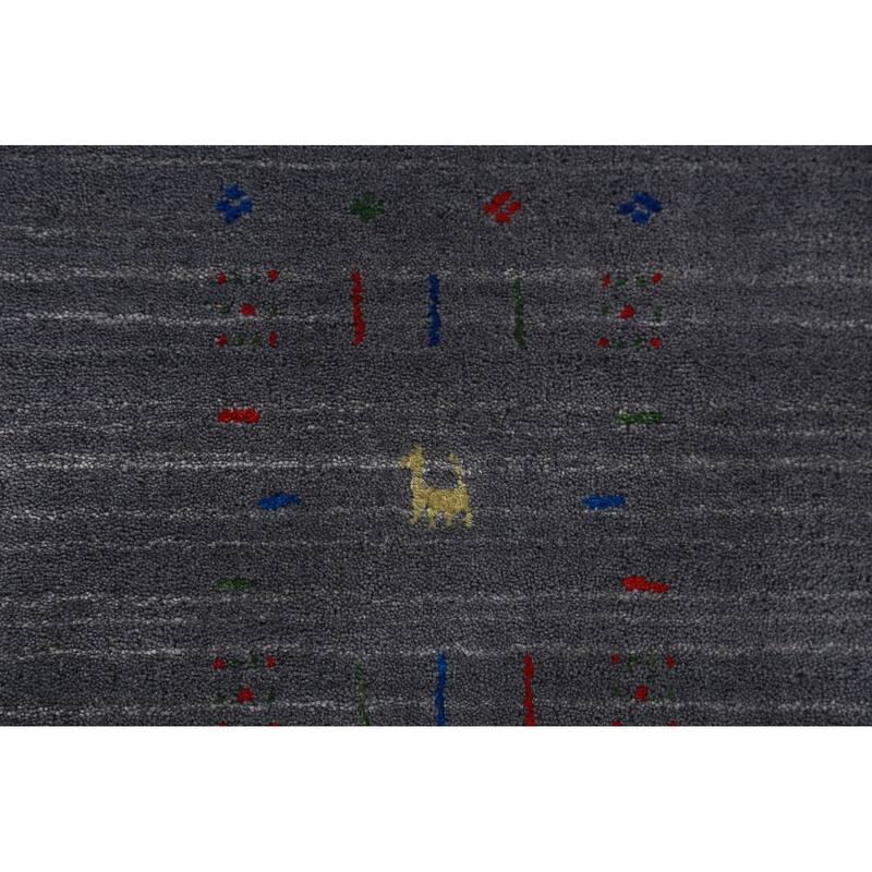 Hand Knotted Oriental 100% Wool Carpet Tribal Tribal Greys & Charcoal Gabbeh Area Rug - 10' 1'' X 8' 3''
