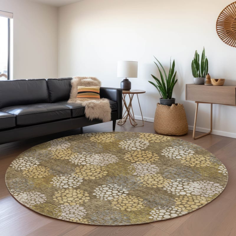 Machine Washable Indoor/ Outdoor Chantille Modern Bubbles Rug