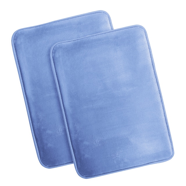 Clara Clark Ultra Soft Plush Bathroom Rug - Non-Slip, Velvet, Memory Foam Bath Mat - Set of 2 - Set of 2 17x24 - Calm Blue