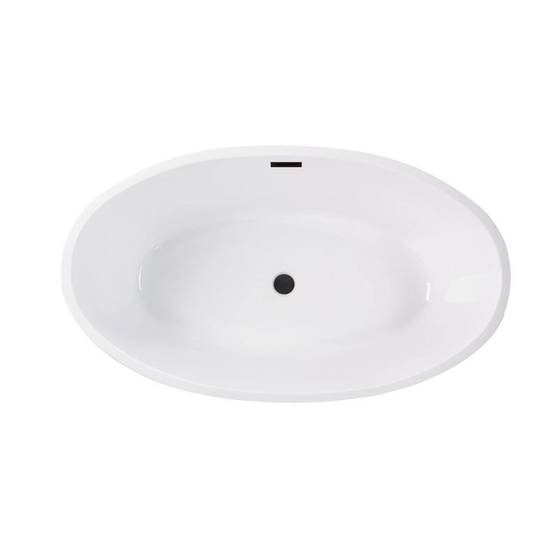Vanity Art 69" Freestanding Acrylic Soaking Bathtub with Slotted Overflow & Pop-up Drain