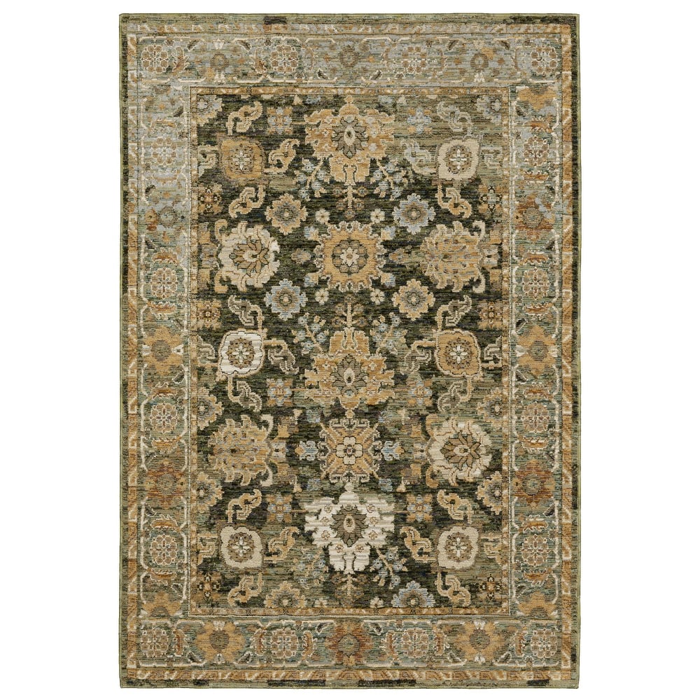 Style Haven Adalynn Bordered Traditional Green/ Gold Area Rug