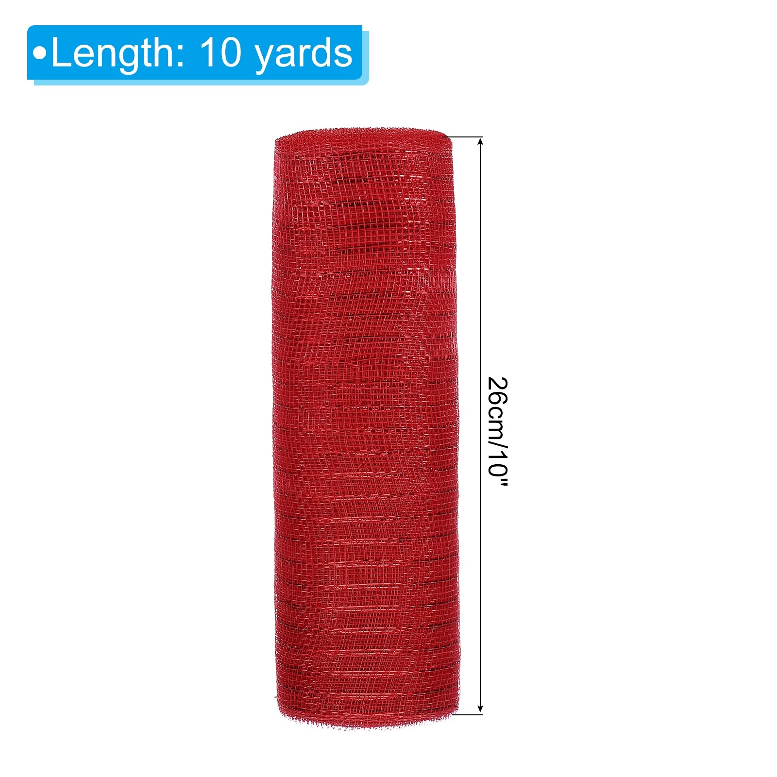 Decorative Mesh Ribbon, Mesh Ribbon Roll Foil Metallic for Christmas Tree Wreath Decoration - 10" x 10 Yard