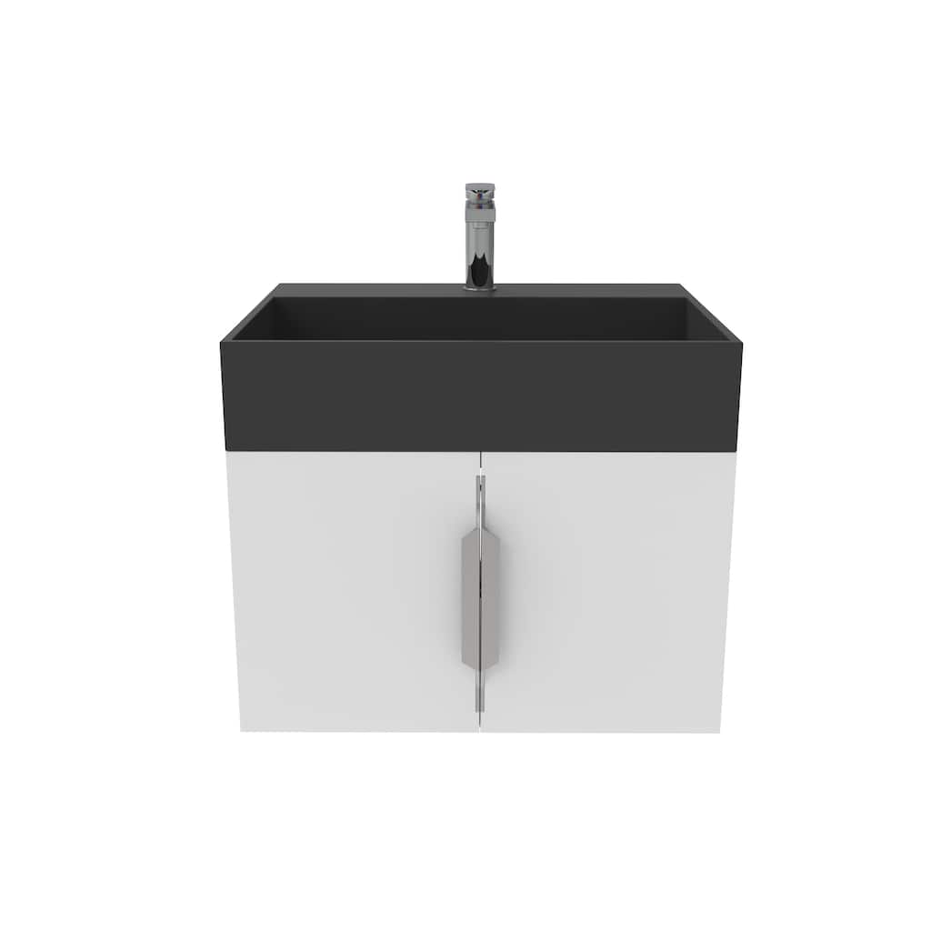 Amazon 24" Wall Mounted Bathroom Vanity Set w/ Black Top
