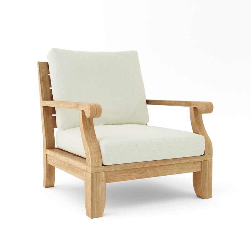 Riviera Luxe Teak Lounge Chair with Sunbrella Cushions - Canvas Natural