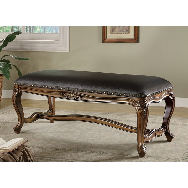 Durham Black Faux Leather Accent Bench. Opens flyout.