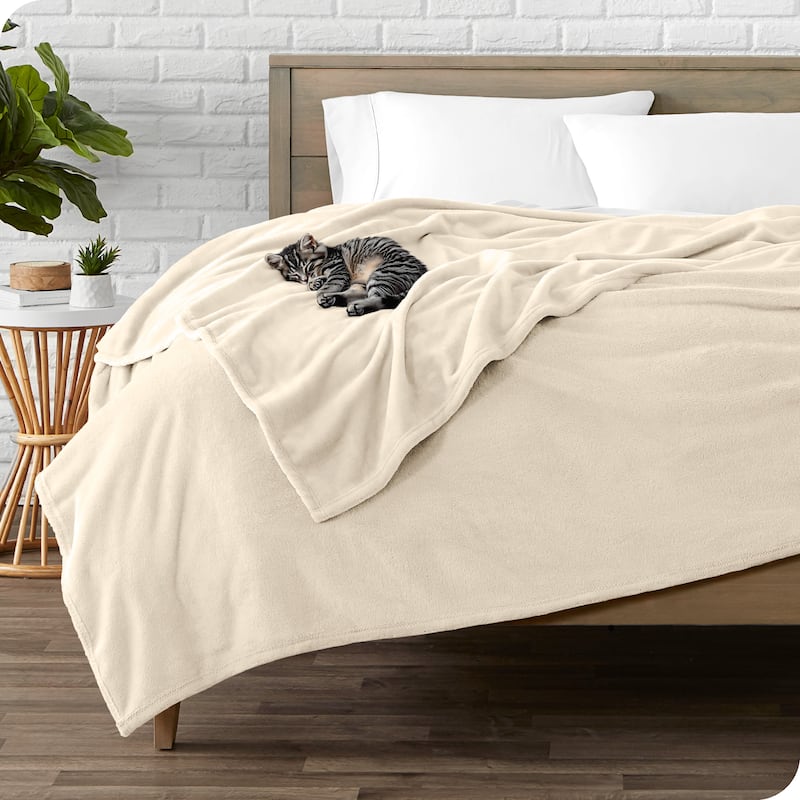 Bare Home Microplush Fleece Blanket - Ultra-Soft - Cozy Fuzzy Warm - Throw - Oyster