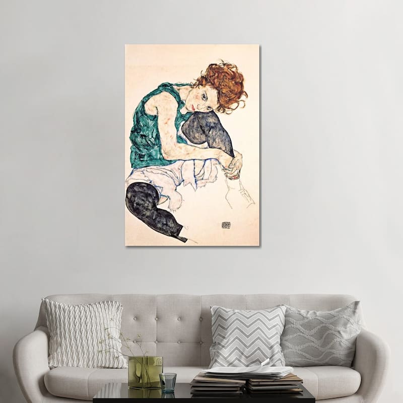 iCanvas "Seated Woman With Bent Knee II" by Egon Schiele Canvas Print - 48x32x1.5