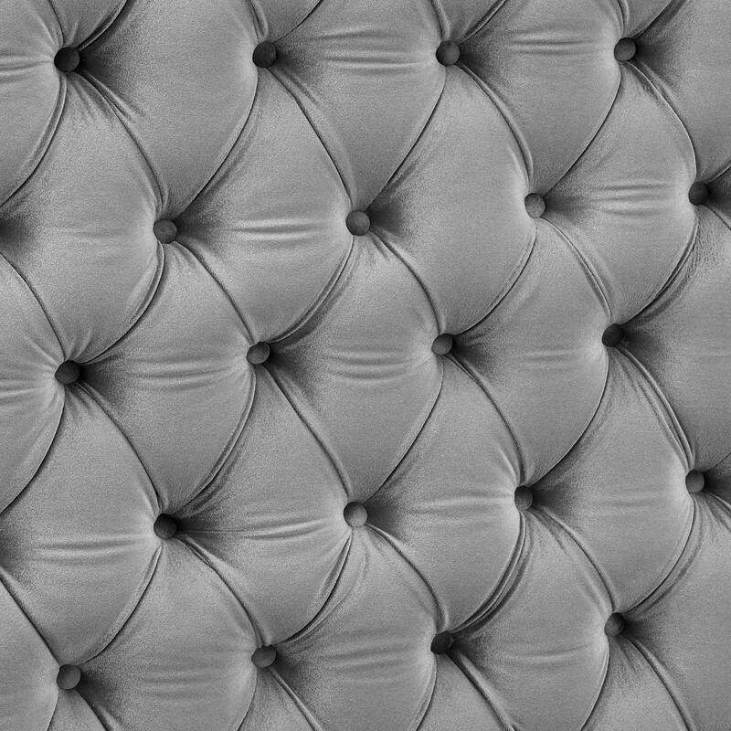 Gray Finish Glam 1PC Step Up Platform Bed Fully Upholstered Button Tufted