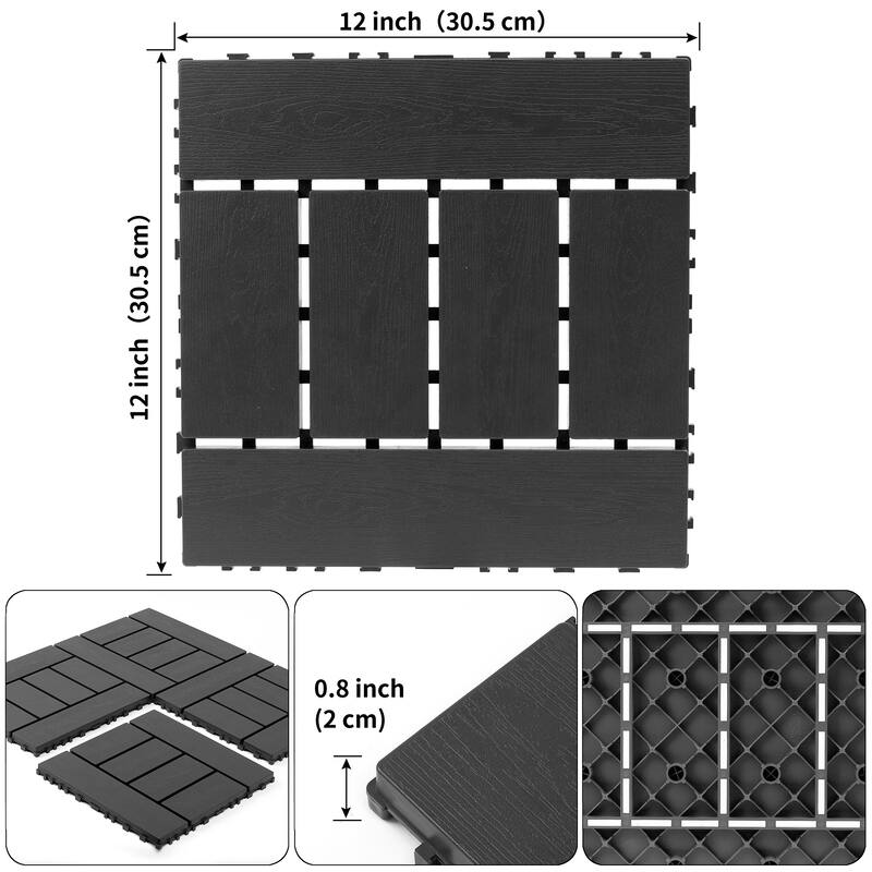 H style 12 inch balcony deck tiles, DIY interlocking deck floor tiles, indoor and outdoor floor tiles, 44pcs
