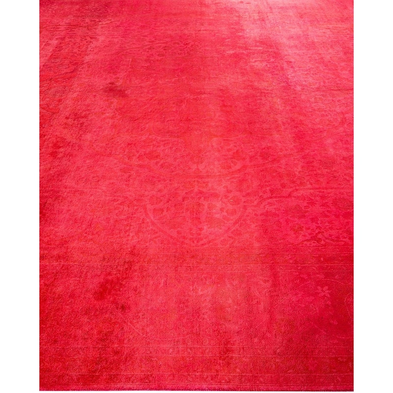Overton Hand Knotted Wool Vintage Inspired Modern Contemporary Overdyed Pink Area Rug - 8' 10" x 12' 2"