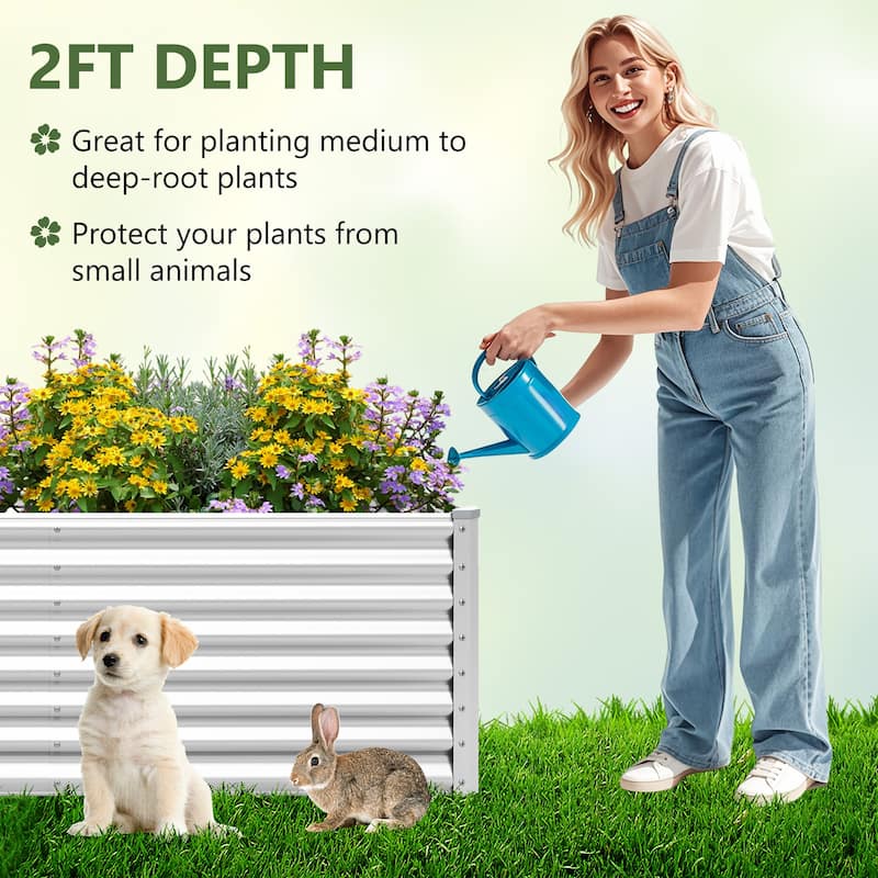 Gymax Raised Garden Bed Large Metal Planter Box Kit for Vegetable Herb