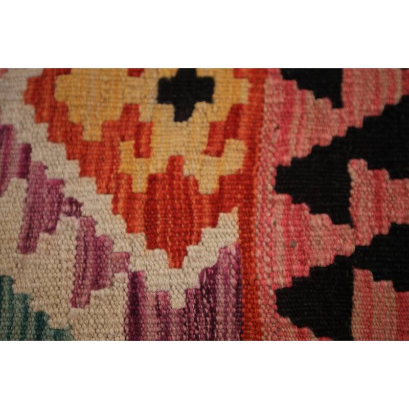 Flat Weave Trellis Kilim Oriental Area Rug Flatweave Wool Carpet - 7'10" x 11'5"
