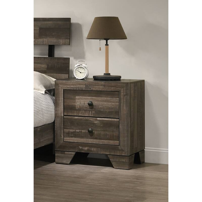 Rustic Two-Drawer Nightstand with Round Handles