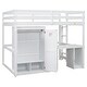 preview thumbnail 24 of 32, Wooden Loft Bed with Built-in Desk,A Wardrobe,Three Drawers,an Open Storage Cabinet,Full Size