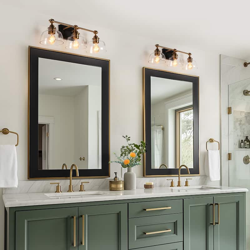 Modern Farmhouse 1/3/4-Light Gold Black Bathroom Vanity Light Glass Wall Sconces