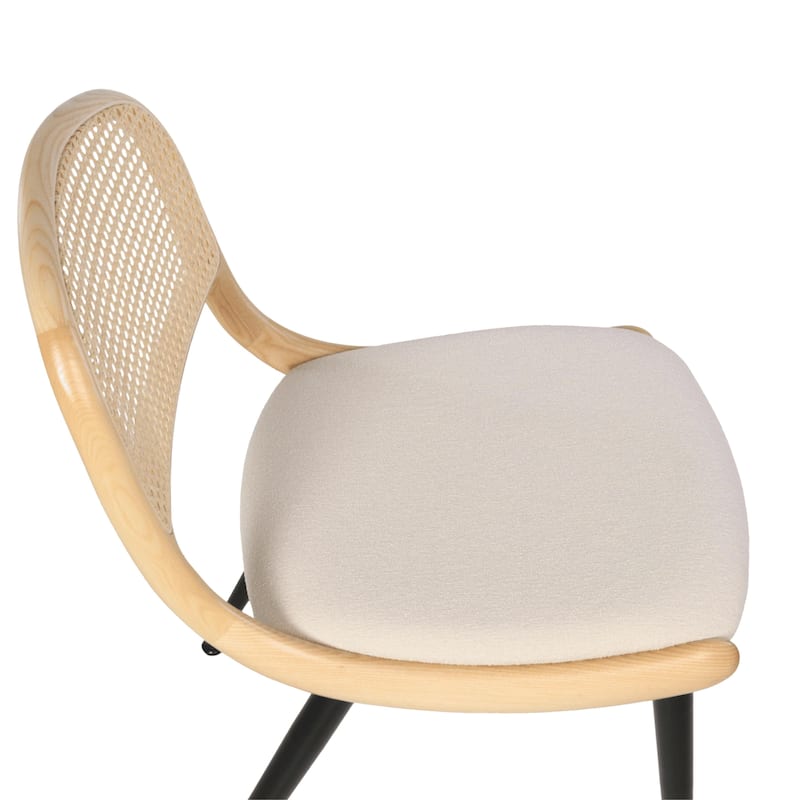 Breuer Chair Company Giola Dining Side Chair w/ Padded Seat Ash Wood Cane Back & Steel Legs (Variations; Made in Italy)