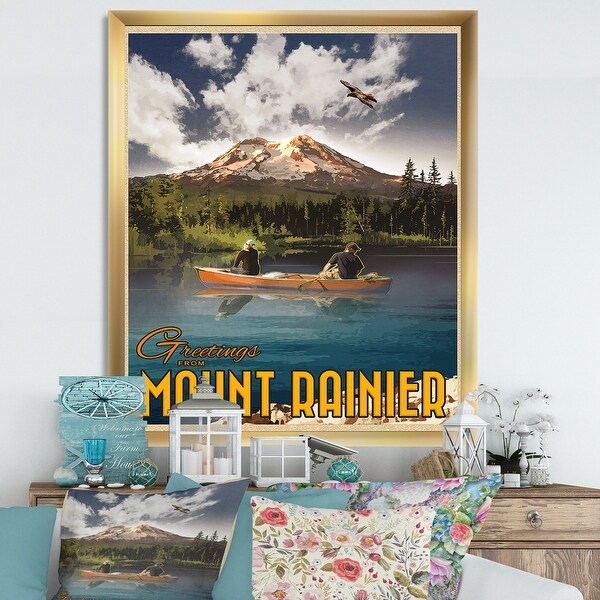 Designart 'Mt Rainier' Lake House Framed Art Print. Opens flyout.