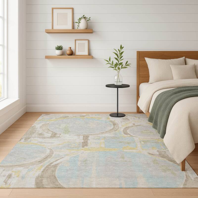 Machine Washable Indoor/ Outdoor Modern Erie Chantille Rug