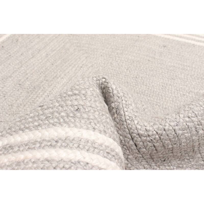 ECARPETGALLERY Braid weave Sienna Light Grey Wool Rug - 3'2 x 5'0