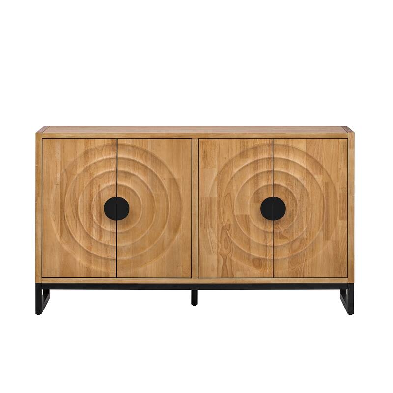 Accent Buffet Cabinet Rubber Wood Veneer Storage Cabinet