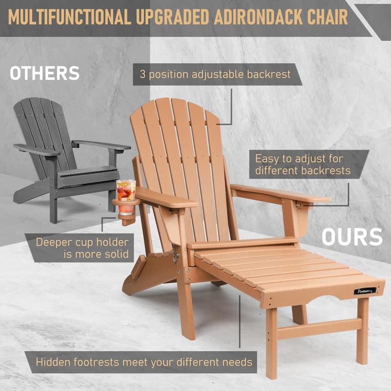 Vrakae Folding and Adjustable Adirondack Chair with Ottoman