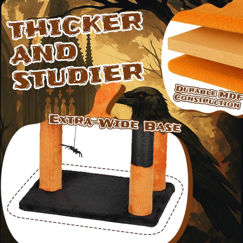 39" Halloween Cat Tree with Condo, Sisal Scratching Posts & Toys - 25.2" L × 12.0" W × 39.0" H