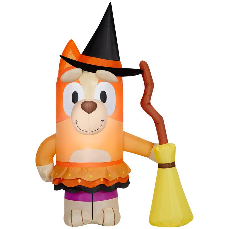 Gemmy Halloween Inflatable Bingo in Witch Costume (Bluey), 3.5 ft Tall