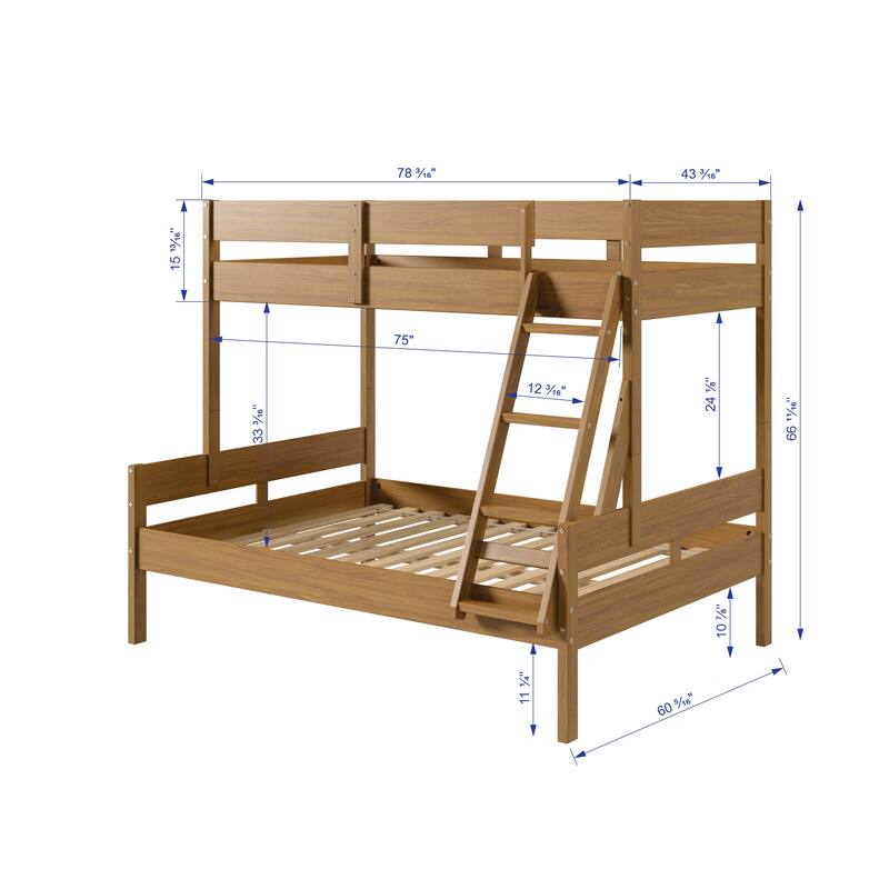 Low Board Twin over Full Urban Oak Panel Bunkbed