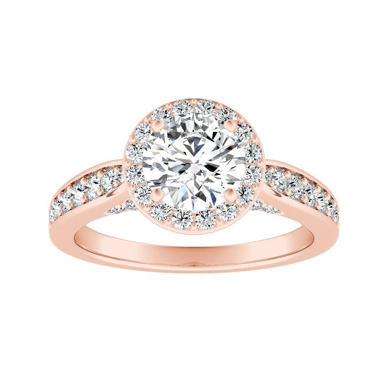 Auriya 14k Gold 1/2ct Round Moissanite Halo Diamond Engagement Ring 1/2cttw