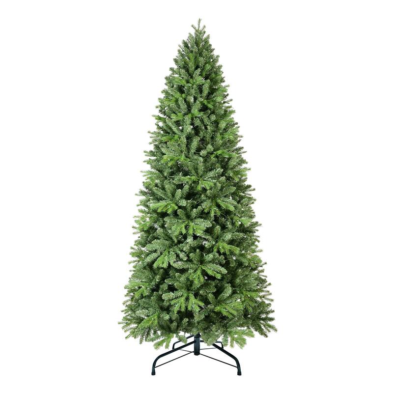 Pre-Lit Artificial Christmas Tree - Warm White LED Lights, PE/PVC Branches, Hinged Structure, Metal Stand - Green