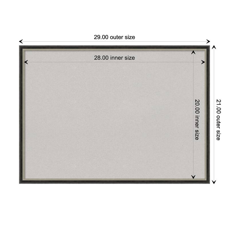 Theo Narrow Wood Framed Grey Corkboard Bulletin Board - Theo Black Silver Narrow - Board Size 28x20