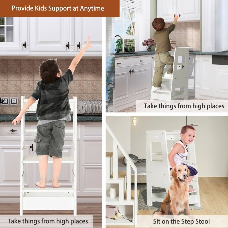 Toddler Standing Tower Kitchen Step Stool - 35.43" * 4.13" * 19.69"